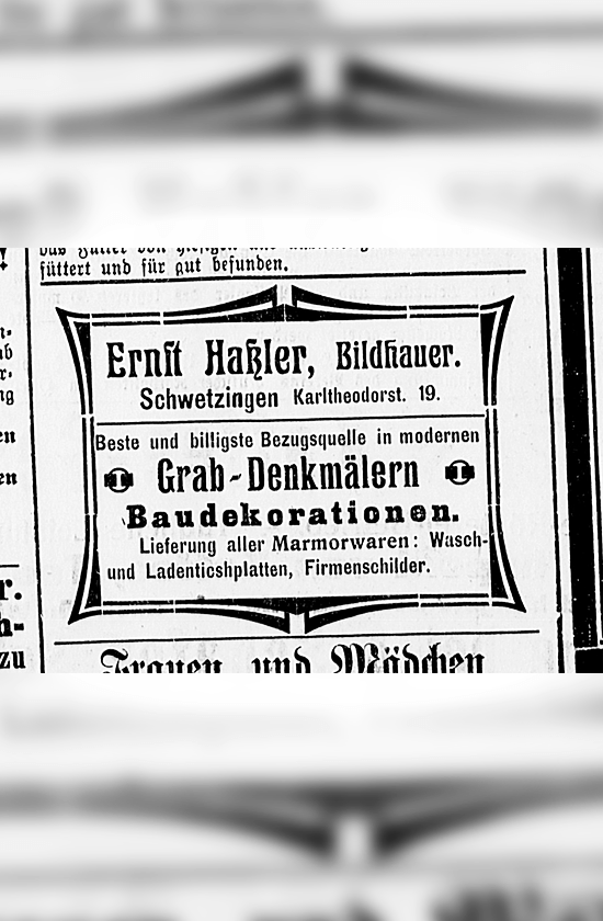 1909 - Annonce  Ernst Hassler