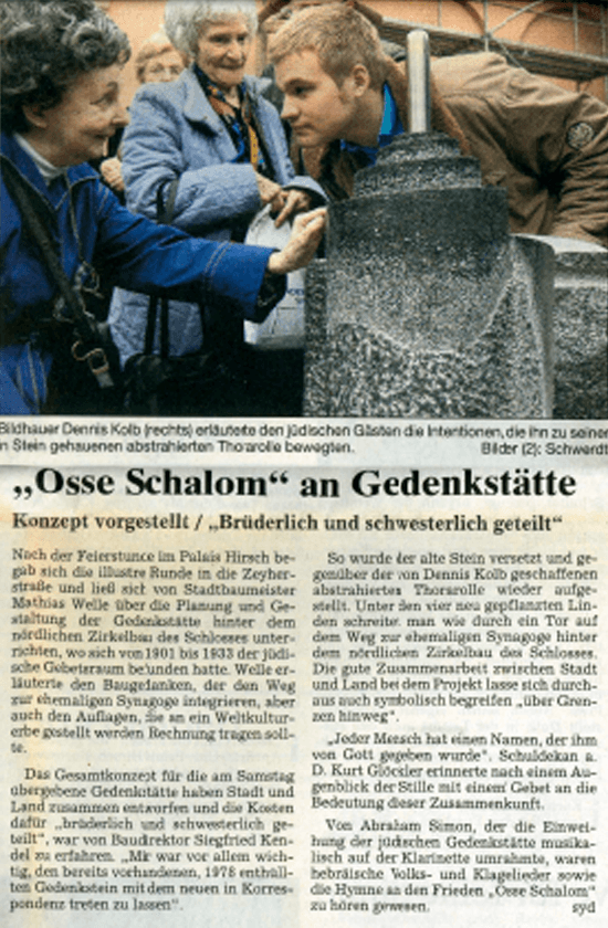 2005 - Zeitungsartikel zur Einweihung des jüdischen Gedenksteins